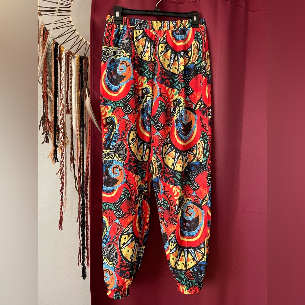 trippy pants/shein/windbreaker material/colorful/MEDIUM